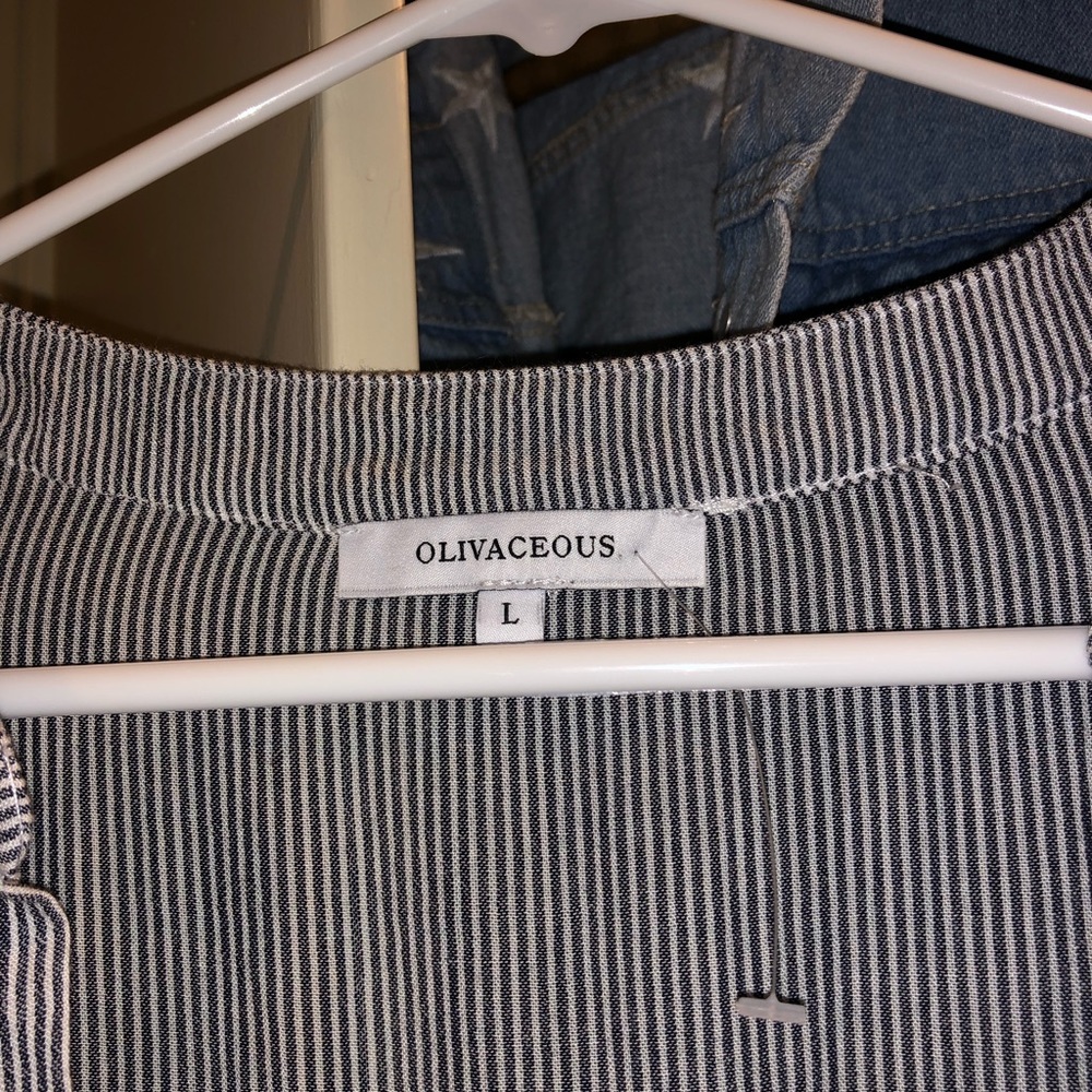 Worn once romper blue and white